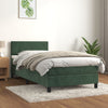 vidaXL Cama box spring con colchón terciopelo verde oscuro 100x200 cm