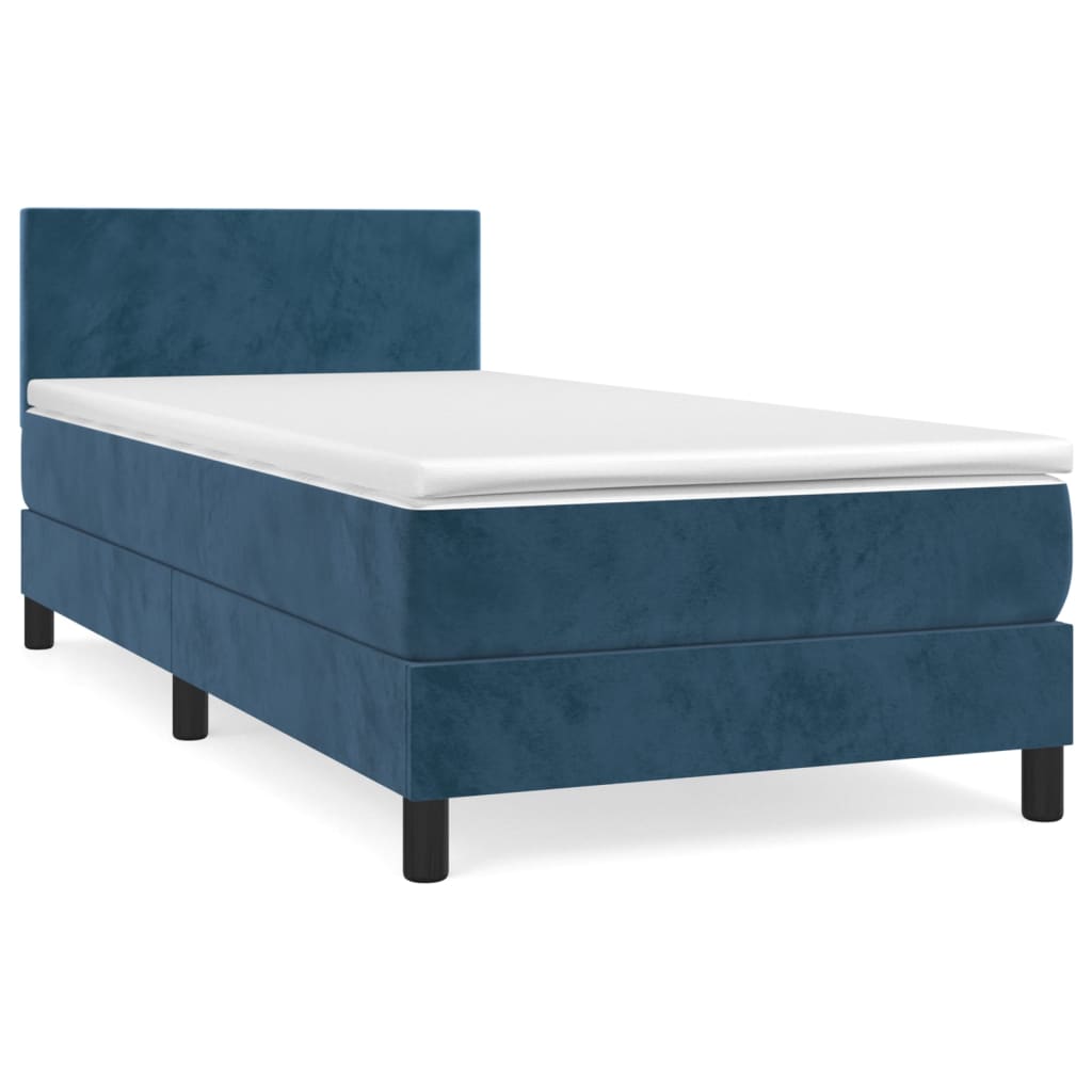 vidaXL Cama box spring con colchón terciopelo azul oscuro 100x200 cm