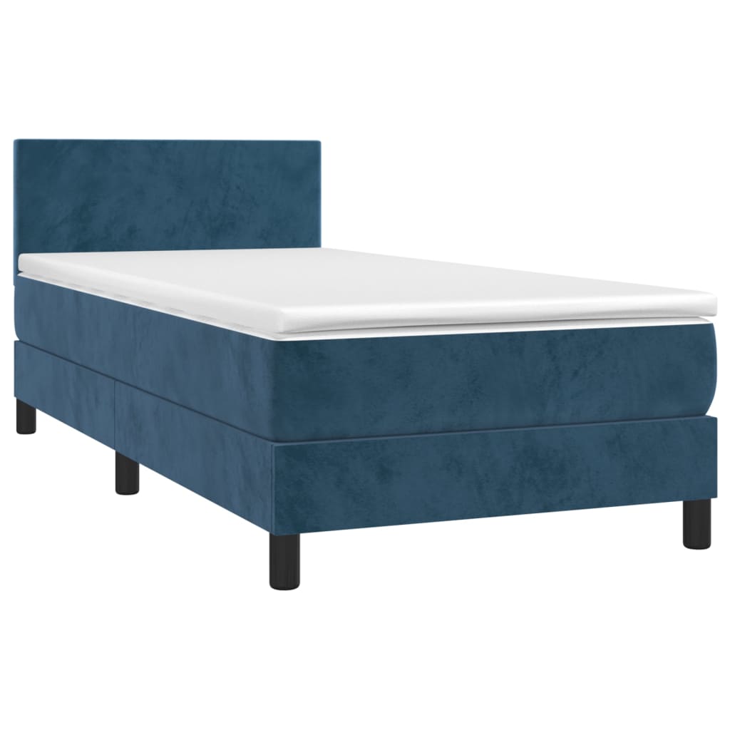 vidaXL Cama box spring con colchón terciopelo azul oscuro 100x200 cm