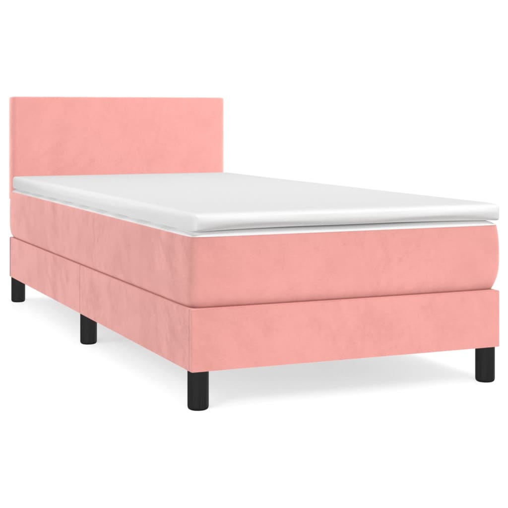 vidaXL Cama box spring con colchón terciopelo rosa 100x200 cm