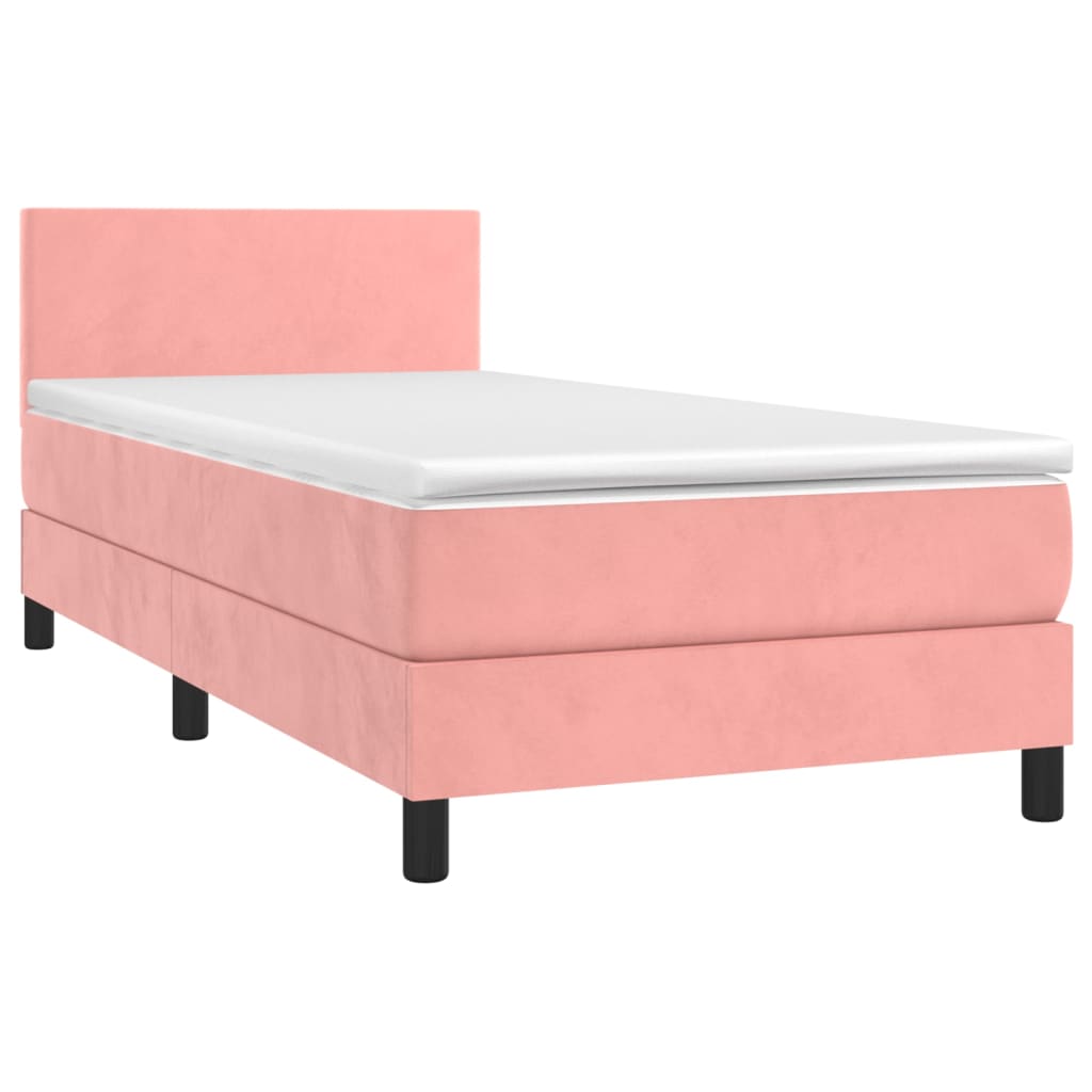 vidaXL Cama box spring con colchón terciopelo rosa 100x200 cm