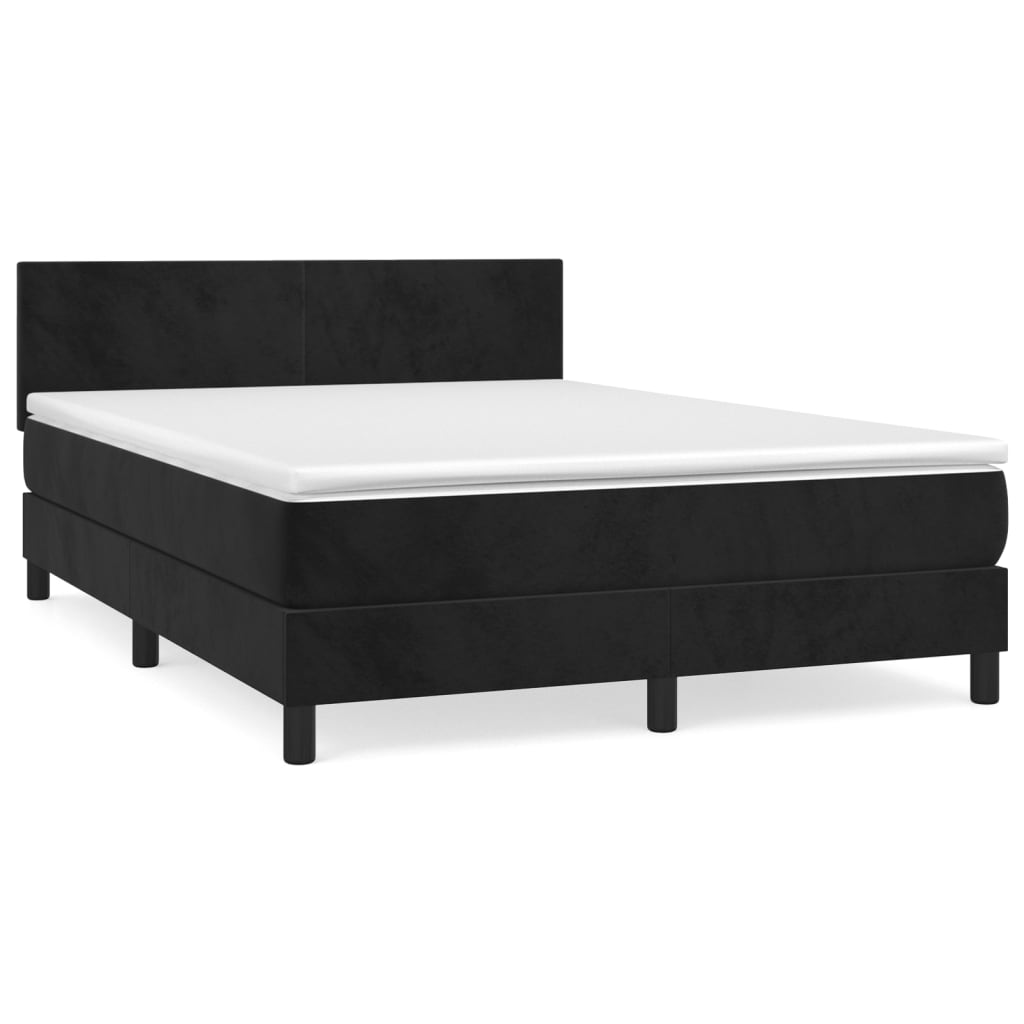 vidaXL Cama box spring con colchón terciopelo negro 140x190 cm