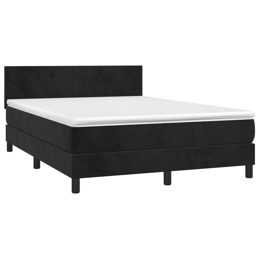 vidaXL Cama box spring con colchón terciopelo negro 140x190 cm