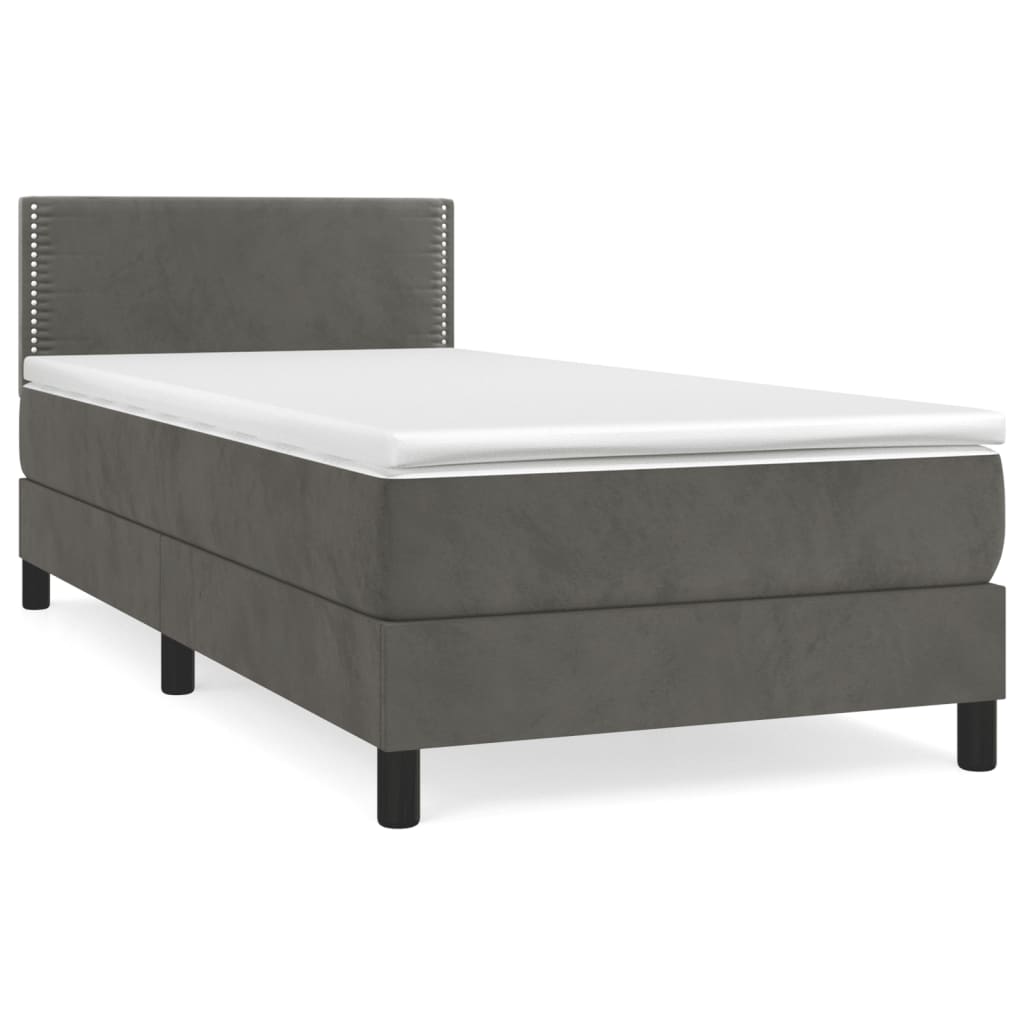 vidaXL Cama box spring con colchón terciopelo gris oscuro 90x190 cm