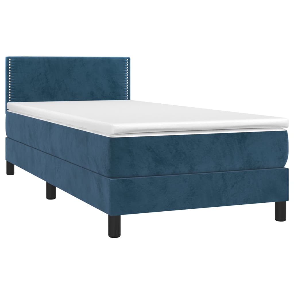 vidaXL Cama box spring con colchón terciopelo azul oscuro 90x190 cm