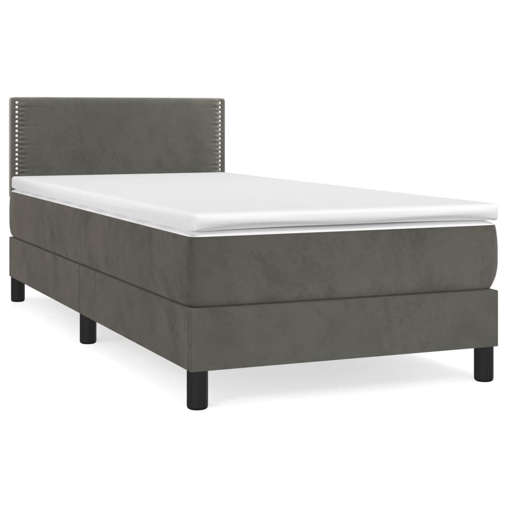 vidaXL Cama box spring con colchón terciopelo gris oscuro 90x200 cm