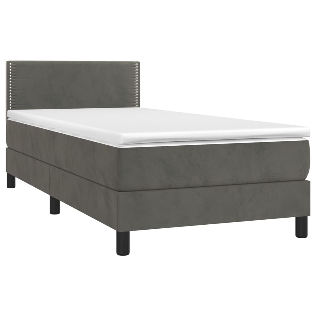 vidaXL Cama box spring con colchón terciopelo gris oscuro 90x200 cm