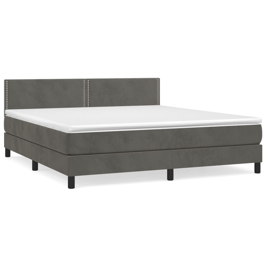 vidaXL Cama box spring con colchón terciopelo gris oscuro 160x200 cm