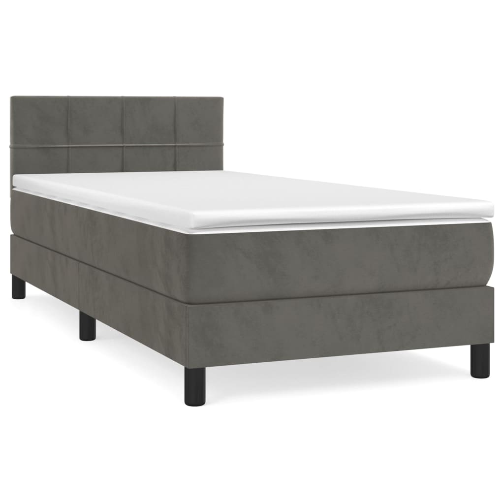 vidaXL Cama box spring con colchón terciopelo gris oscuro 90x190 cm