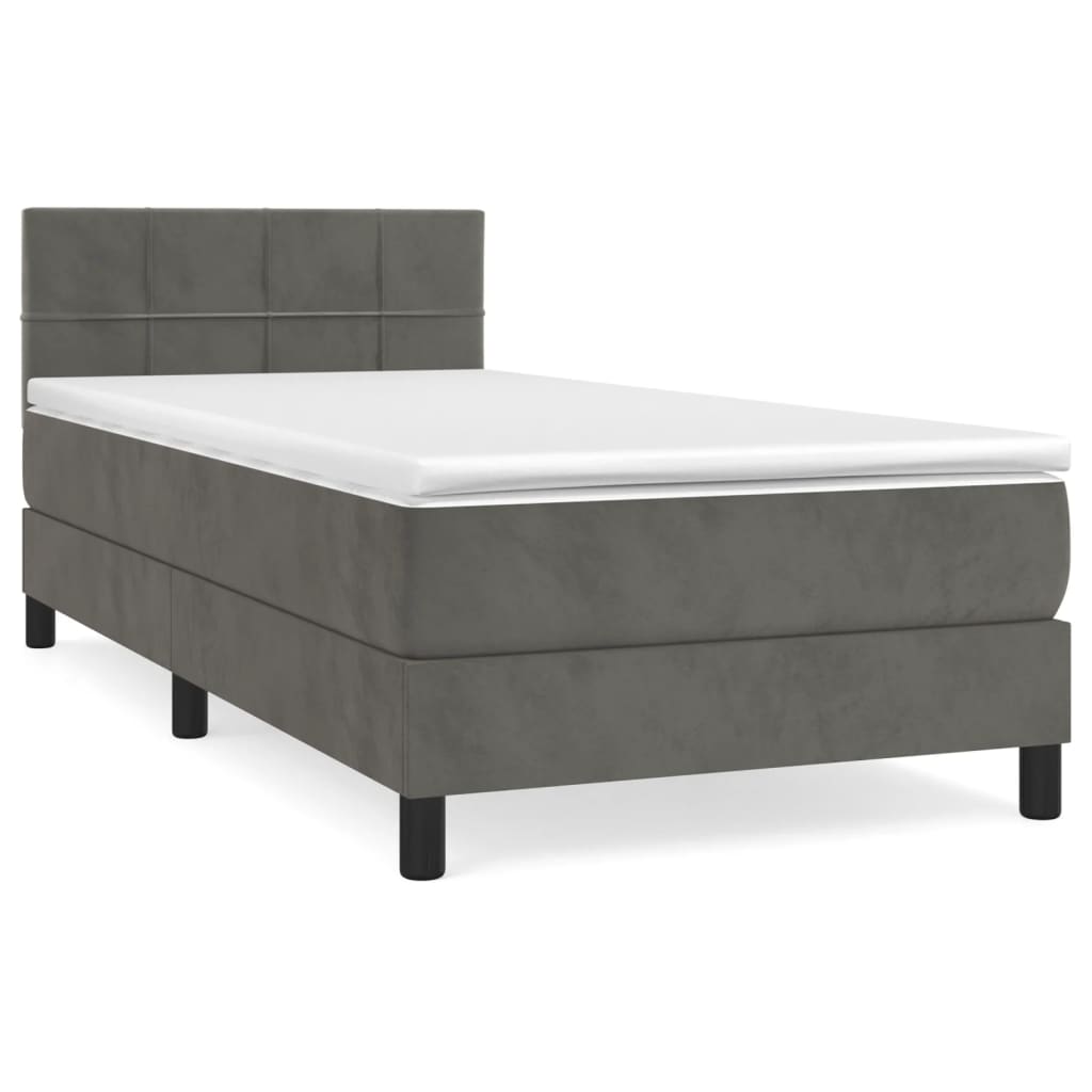 vidaXL Cama box spring con colchón terciopelo gris oscuro 90x200 cm