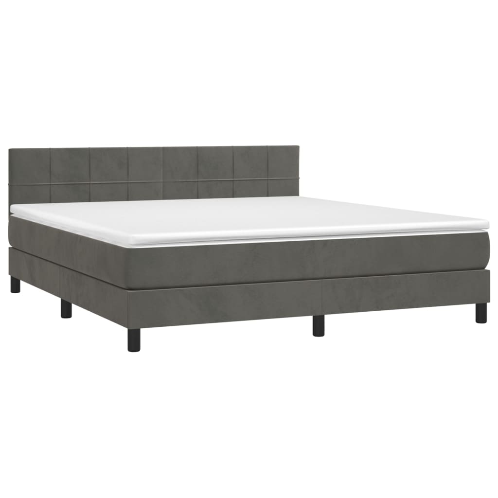 vidaXL Cama box spring con colchón terciopelo gris oscuro 160x200 cm