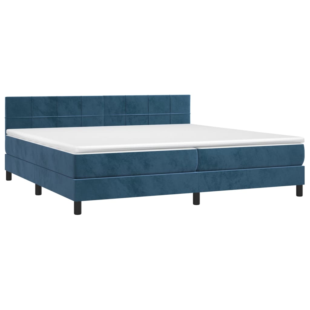 vidaXL Cama box spring con colchón terciopelo azul oscuro 200x200 cm