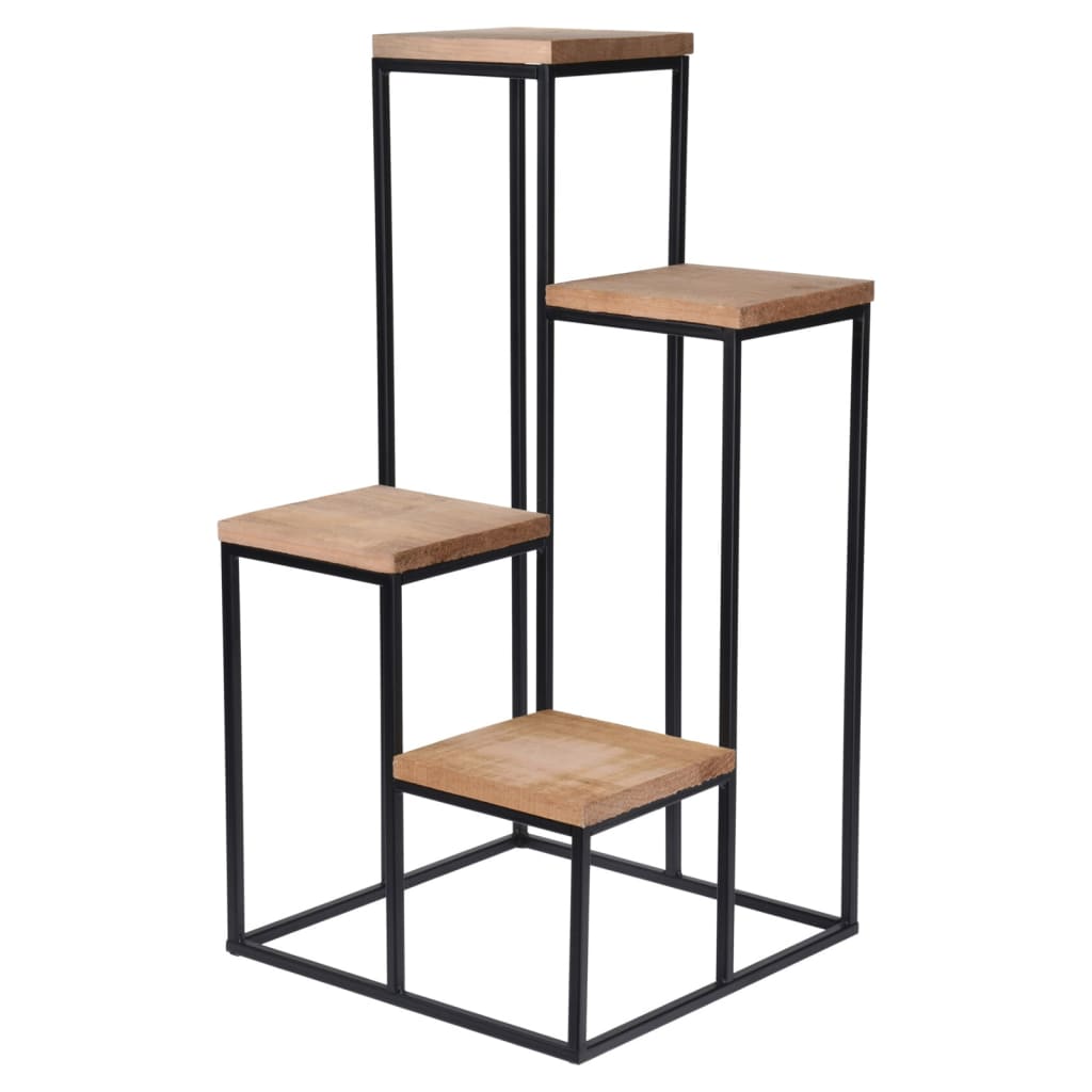 Home&Styling Soporte para plantas con 4 estantes natural y negro