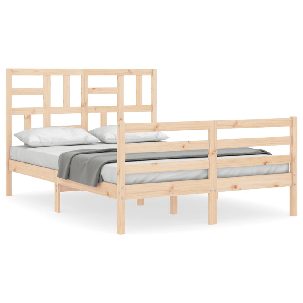 vidaXL Estructura de cama con cabecero madera maciza 140x200 cm