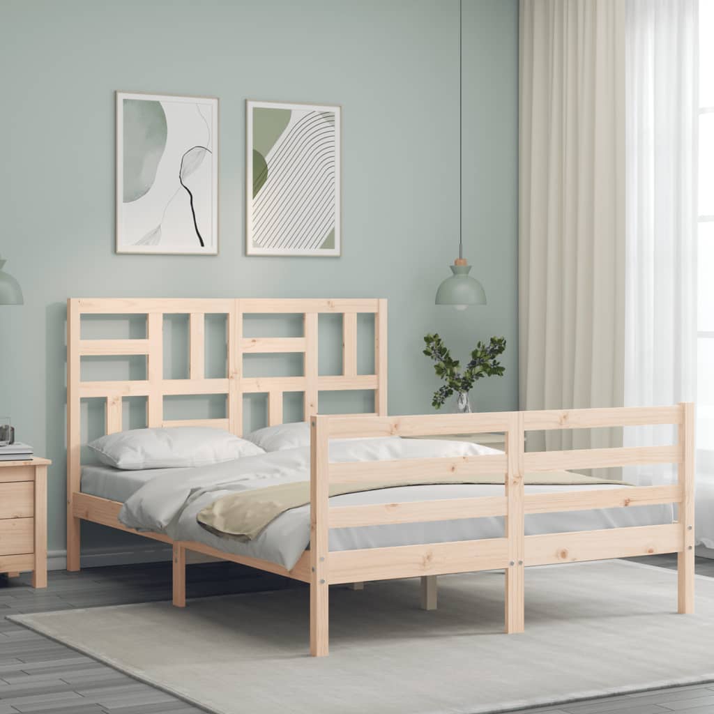 vidaXL Estructura de cama con cabecero madera maciza 140x200 cm