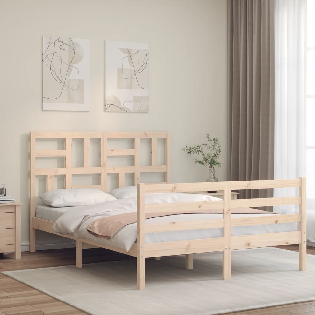 vidaXL Estructura de cama con cabecero madera maciza 140x200 cm