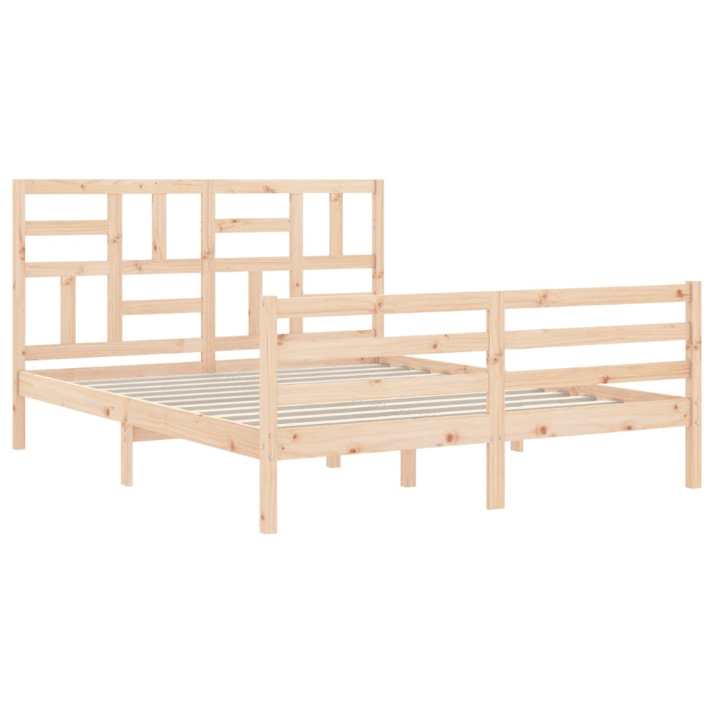 vidaXL Estructura de cama de matrimonio con cabecero madera maciza