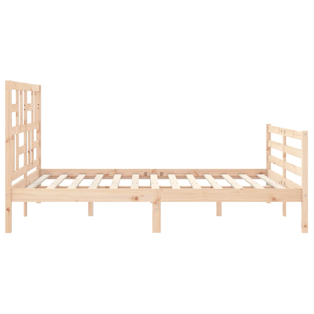 vidaXL Estructura de cama de matrimonio con cabecero madera maciza