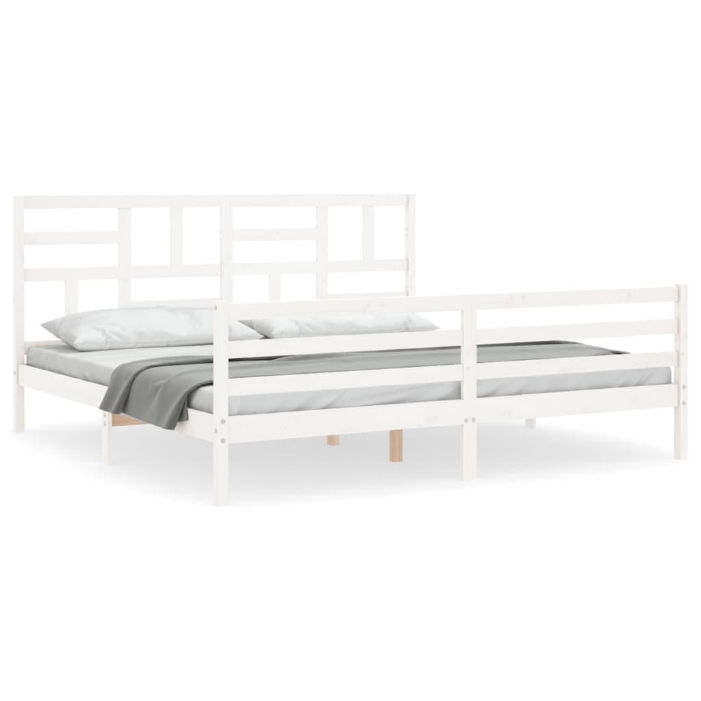 vidaXL Estructura de cama con cabecero madera maciza blanco 200x200cm