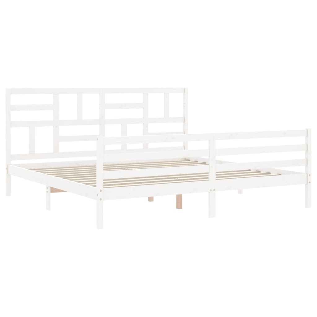 vidaXL Estructura de cama con cabecero madera maciza blanco 200x200cm