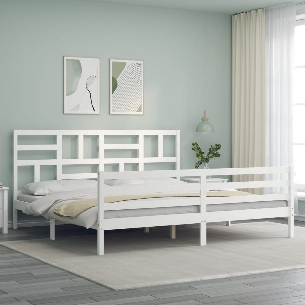 vidaXL Estructura de cama con cabecero madera maciza blanco 200x200cm