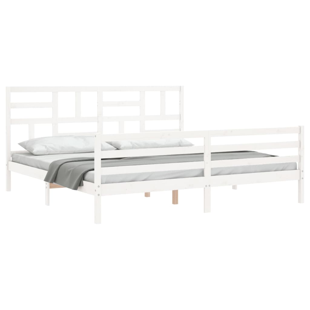 vidaXL Estructura de cama con cabecero madera maciza blanco 200x200cm