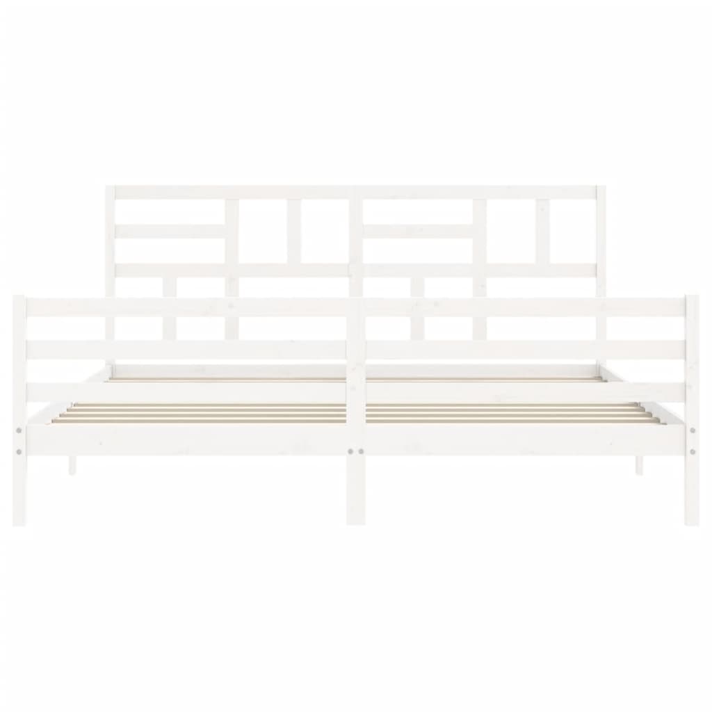 vidaXL Estructura de cama con cabecero madera maciza blanco 200x200cm