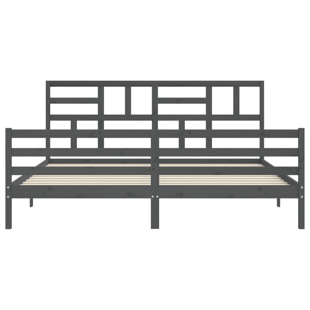 vidaXL Estructura de cama con cabecero madera maciza gris 200x200cm