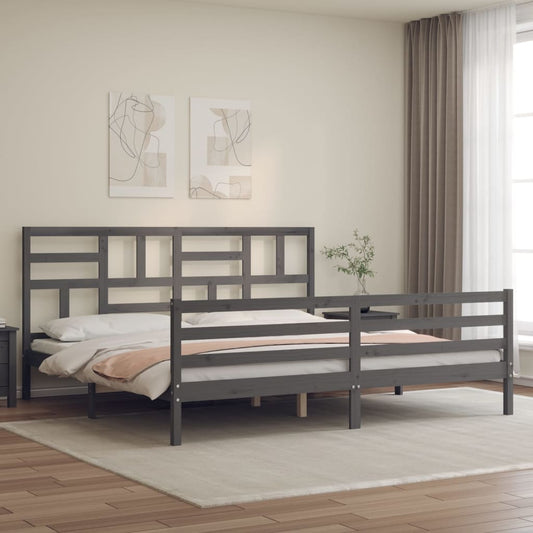 vidaXL Estructura de cama con cabecero madera maciza gris 200x200cm