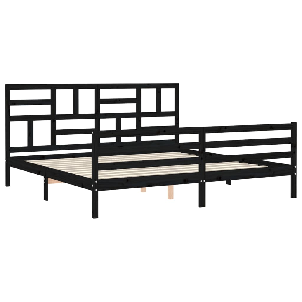 vidaXL Estructura de cama con cabecero madera maciza negro 200x200 cm