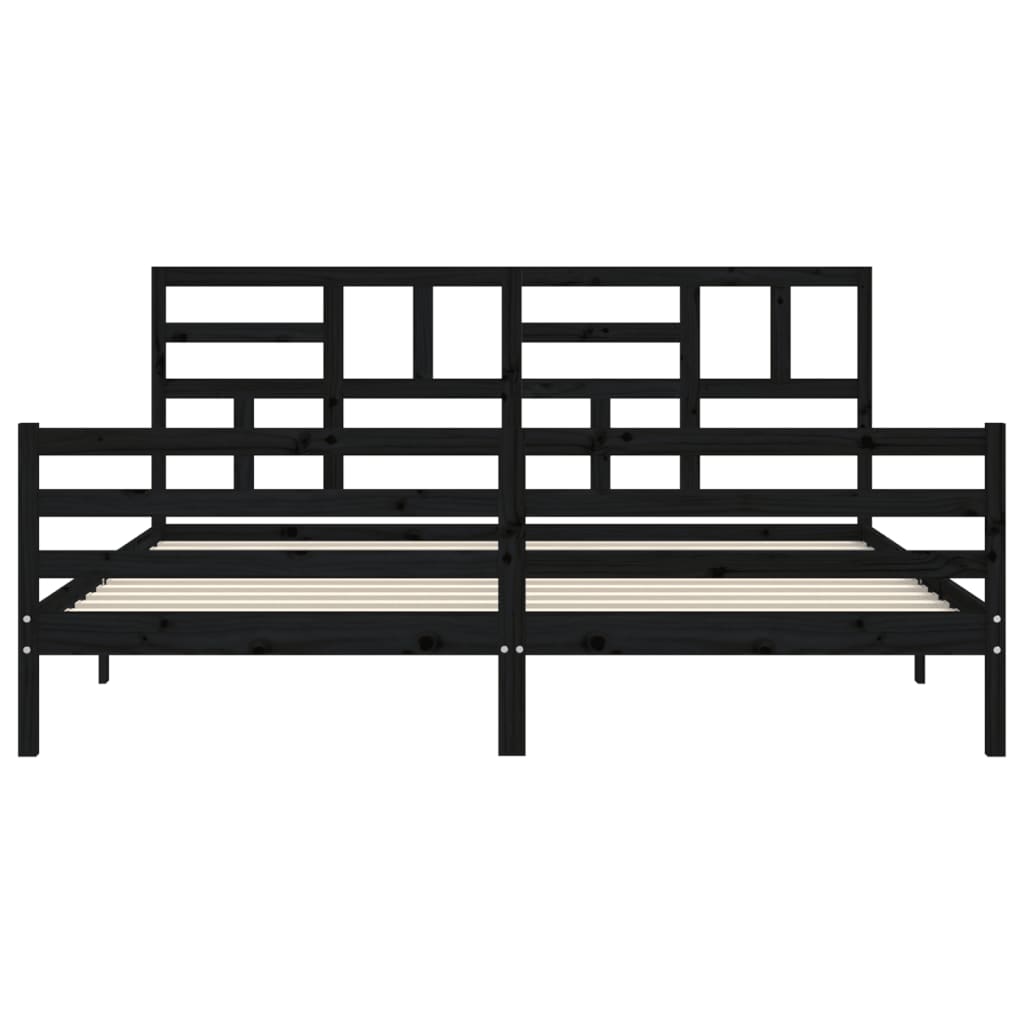 vidaXL Estructura de cama con cabecero madera maciza negro 200x200 cm