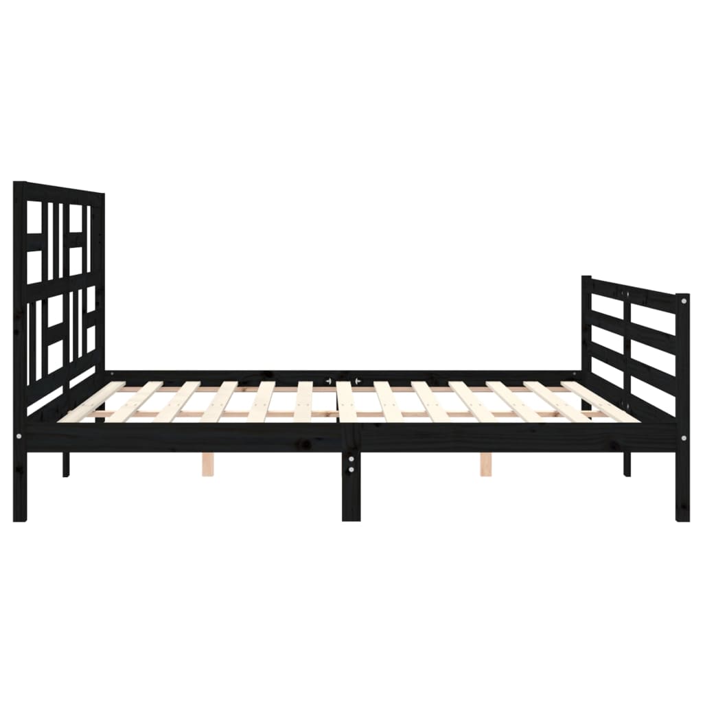 vidaXL Estructura de cama con cabecero madera maciza negro 200x200 cm