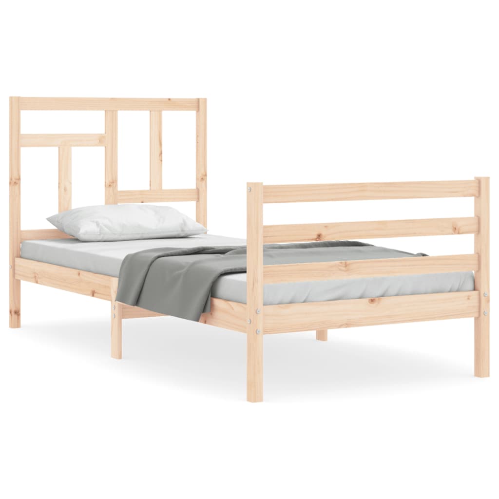 vidaXL Estructura de cama individual con cabecero madera maciza