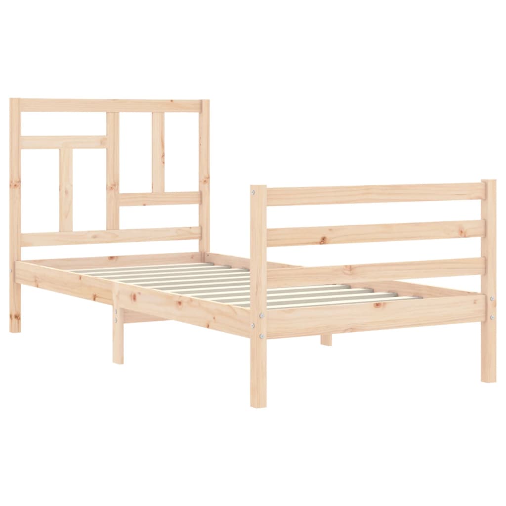 vidaXL Estructura de cama individual con cabecero madera maciza