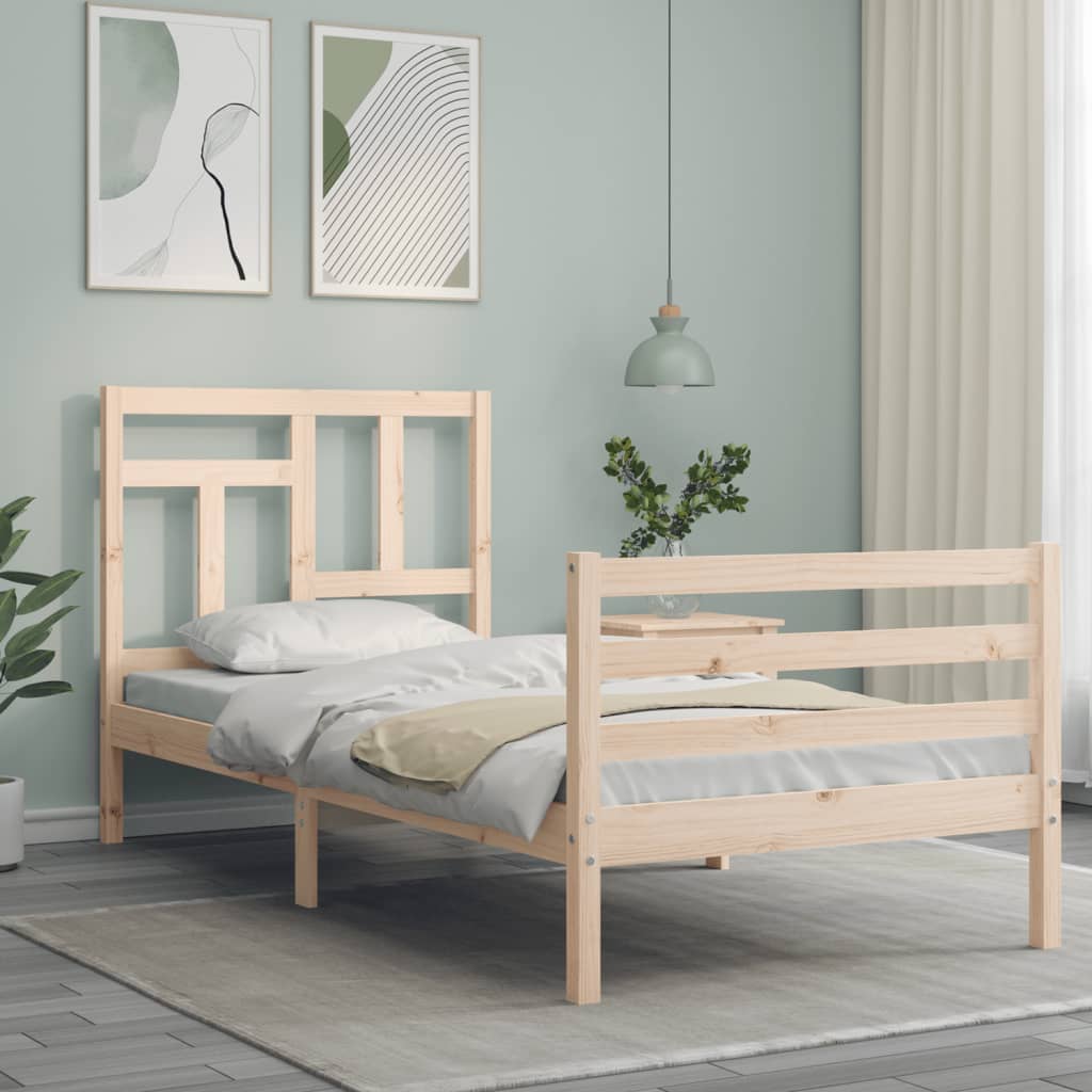 vidaXL Estructura de cama individual con cabecero madera maciza