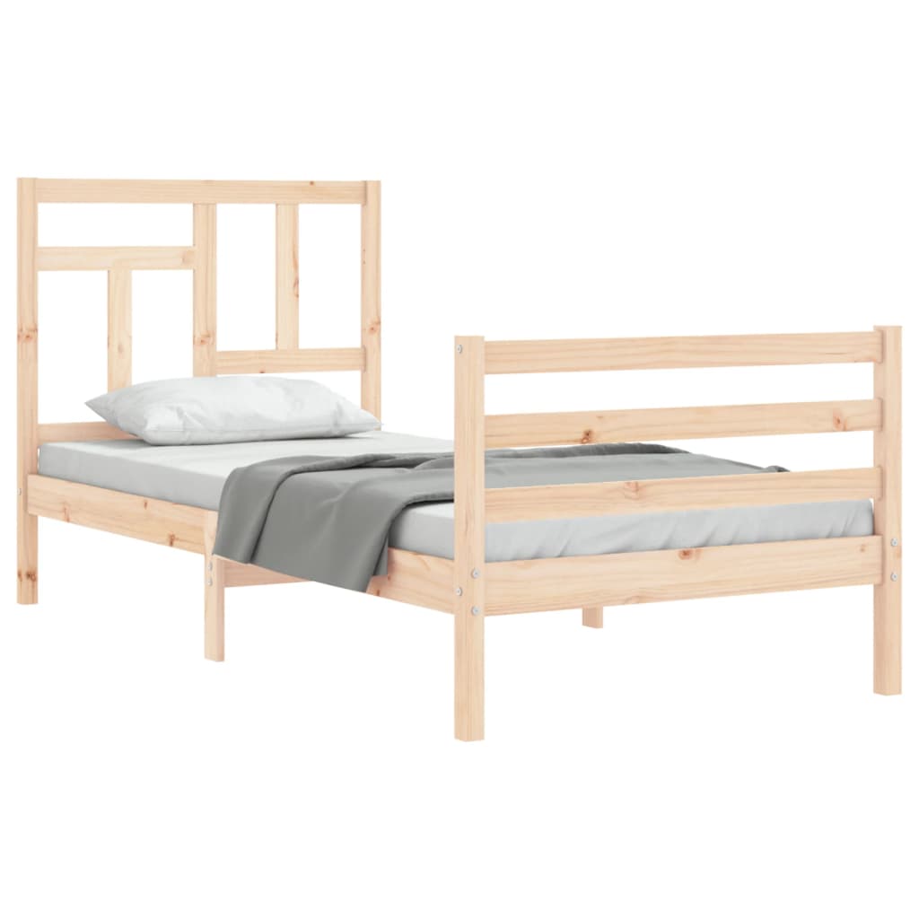 vidaXL Estructura de cama individual con cabecero madera maciza