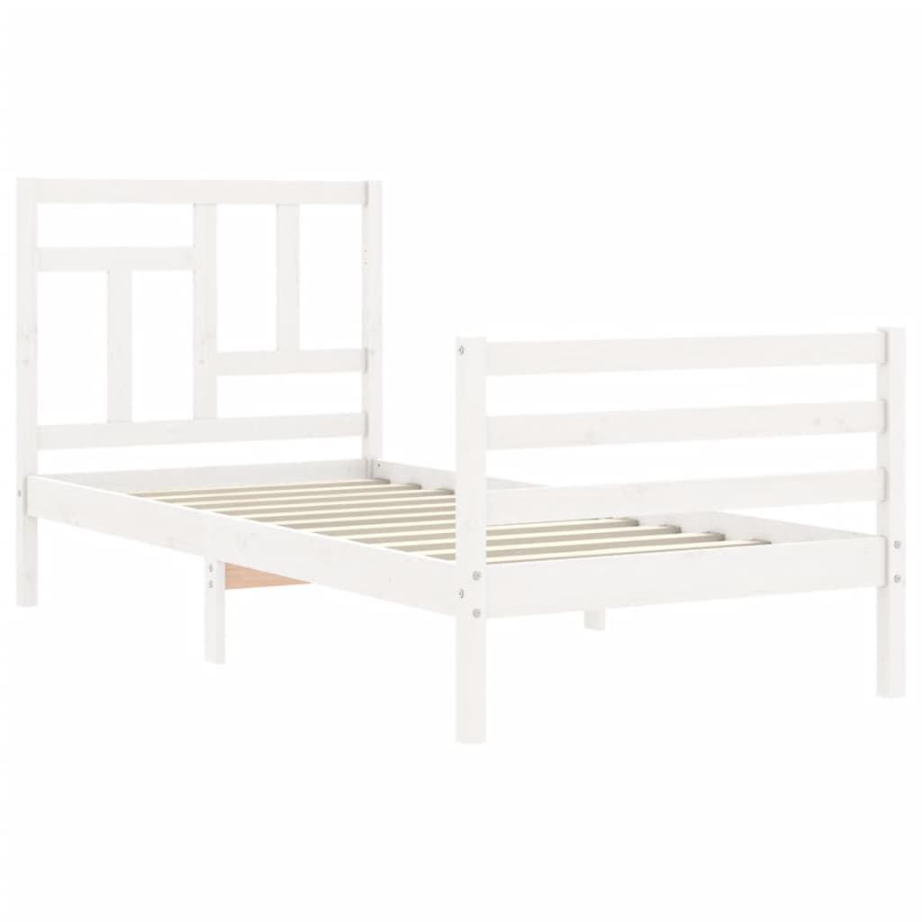 vidaXL Estructura de cama con cabecero madera maciza blanco