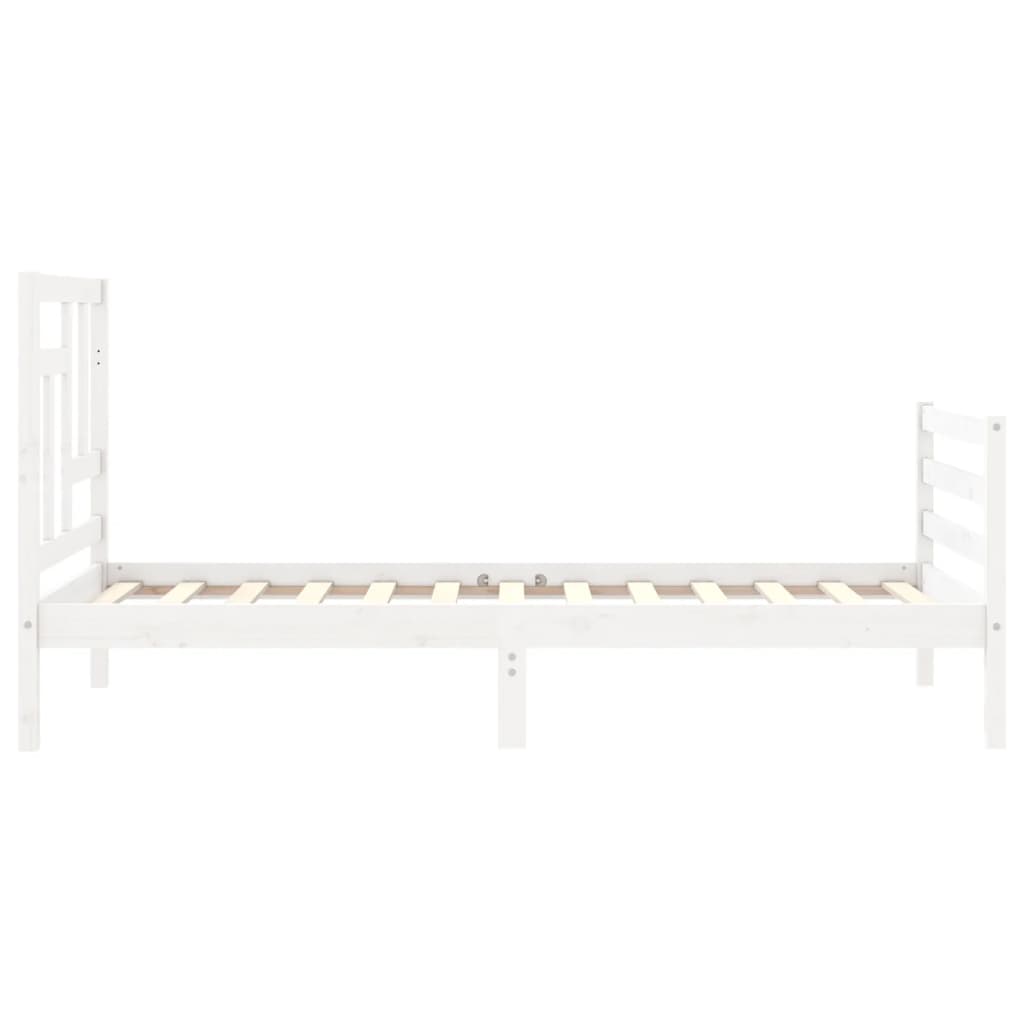 vidaXL Estructura de cama con cabecero madera maciza blanco