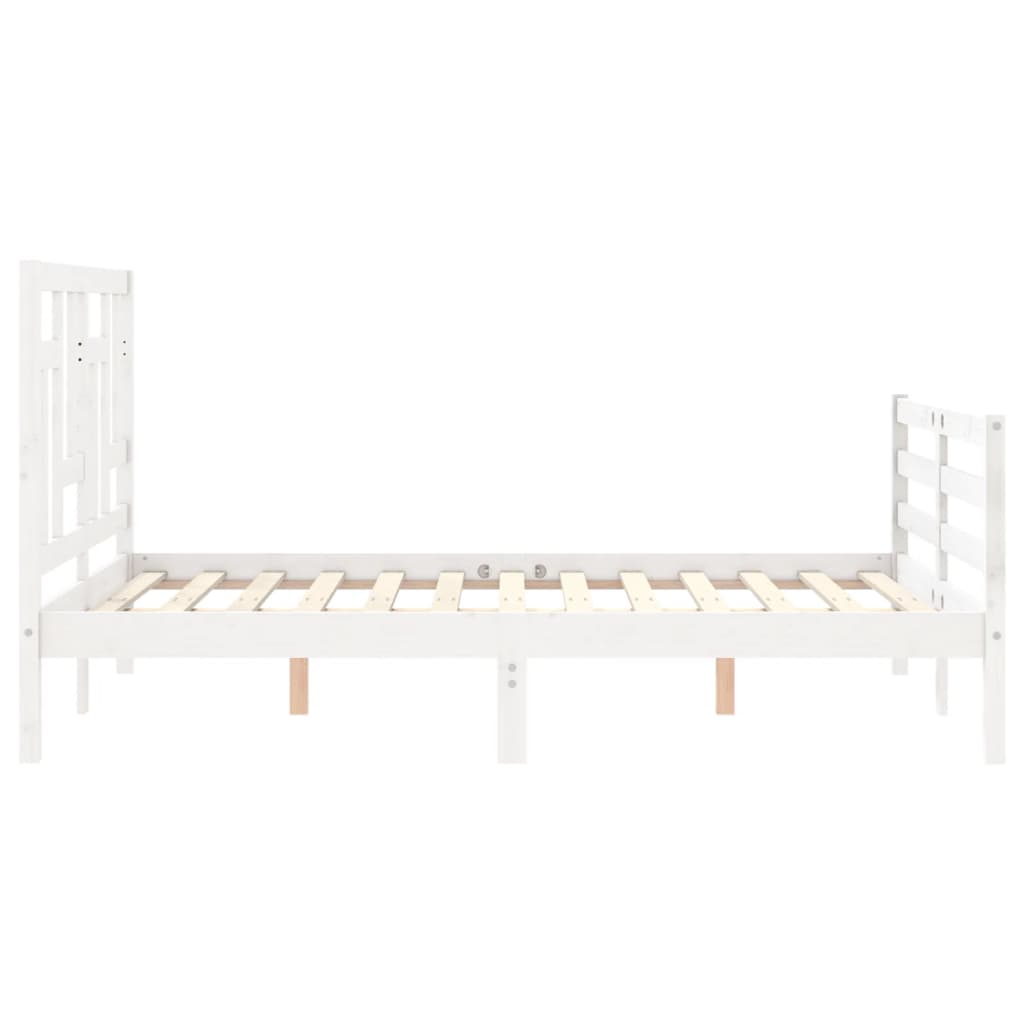 vidaXL Estructura cama de matrimonio con cabecero madera maciza blanco