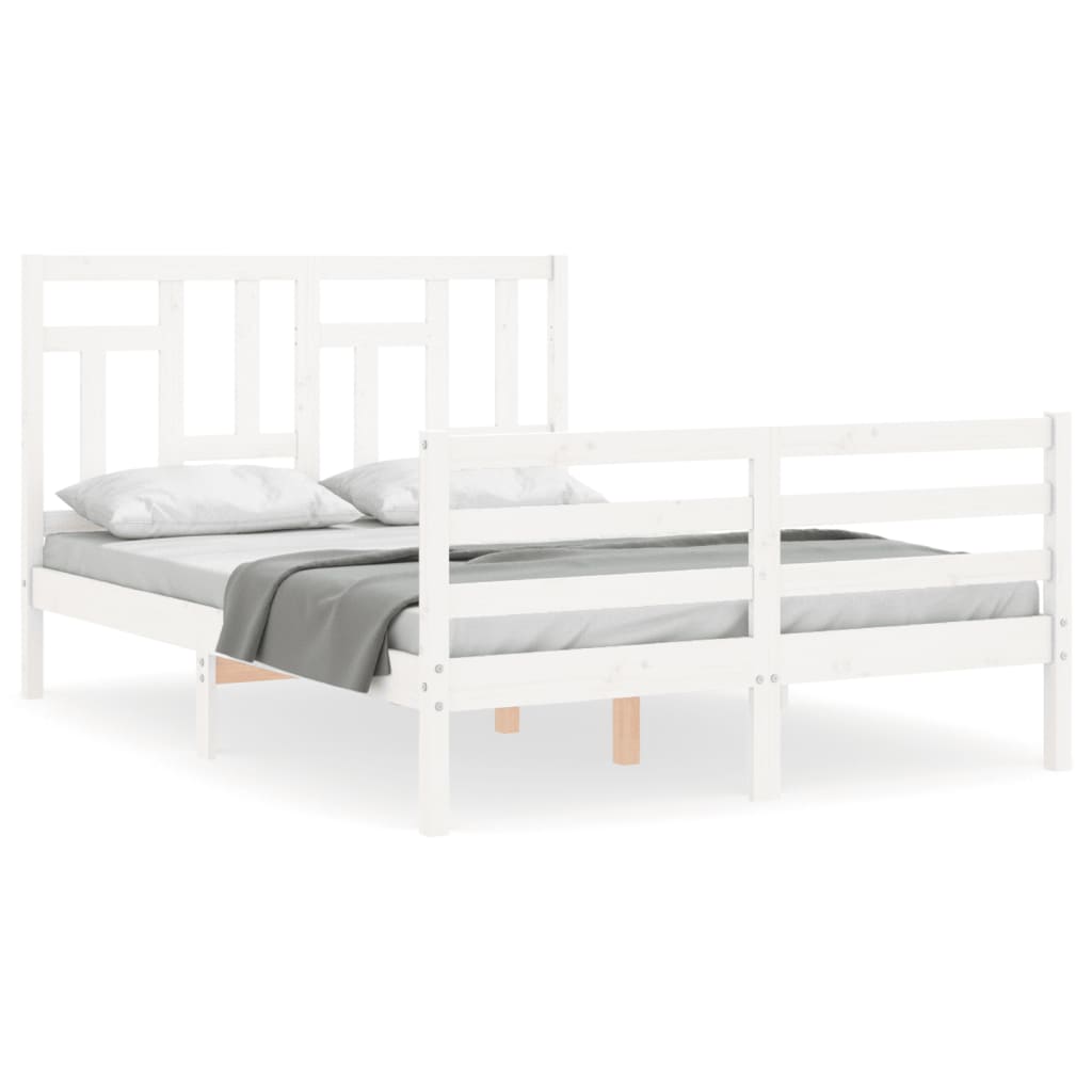 vidaXL Estructura de cama con cabecero madera maciza blanco 140x190 cm