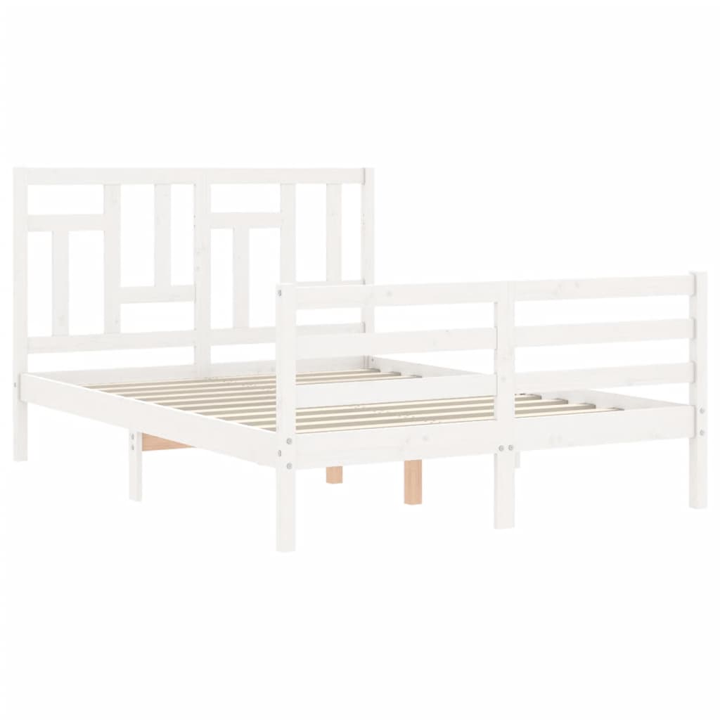 vidaXL Estructura de cama con cabecero madera maciza blanco 140x190 cm