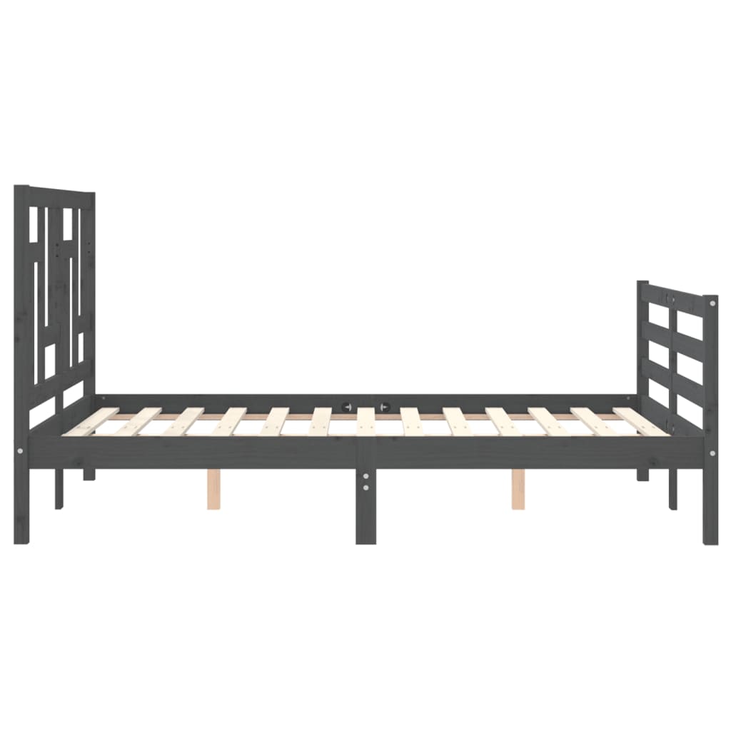 vidaXL Estructura de cama con cabecero madera maciza gris 140x190 cm