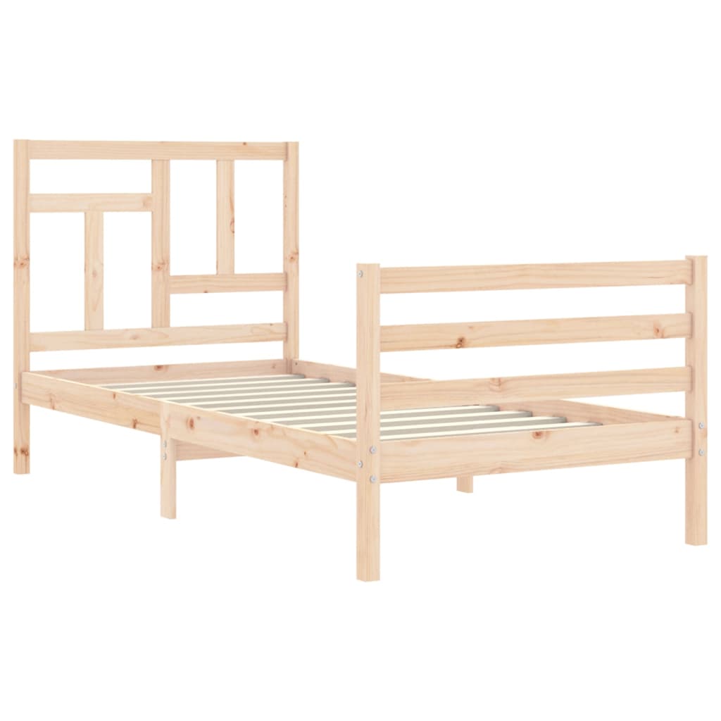 vidaXL Estructura de cama con cabecero madera maciza 90x200 cm