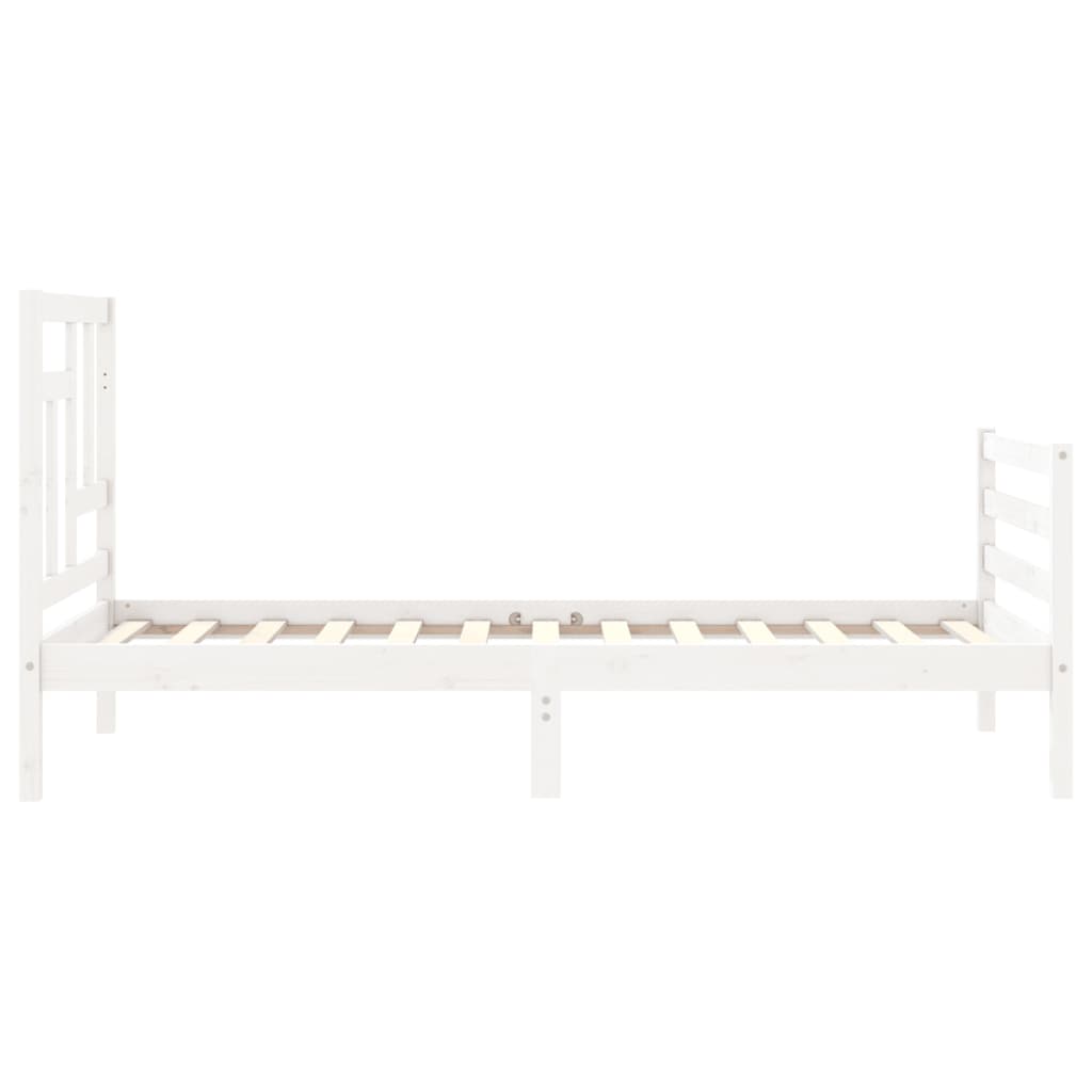 vidaXL Estructura de cama con cabecero madera maciza blanco 90x200 cm