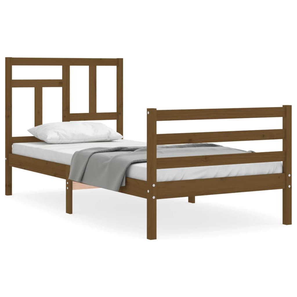 vidaXL Estructura cama con cabecero madera maciza marrón miel 90x200cm