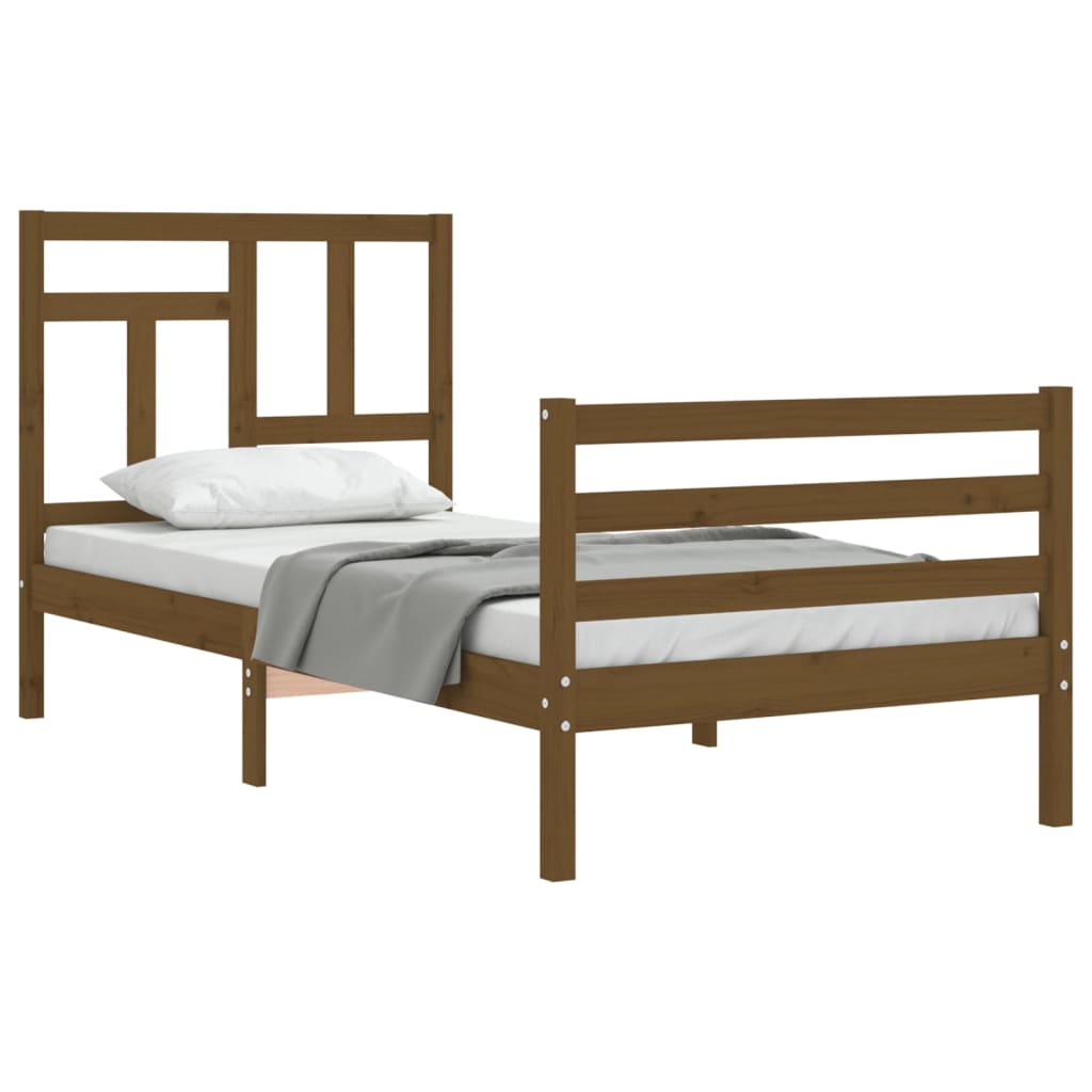 vidaXL Estructura cama con cabecero madera maciza marrón miel 90x200cm