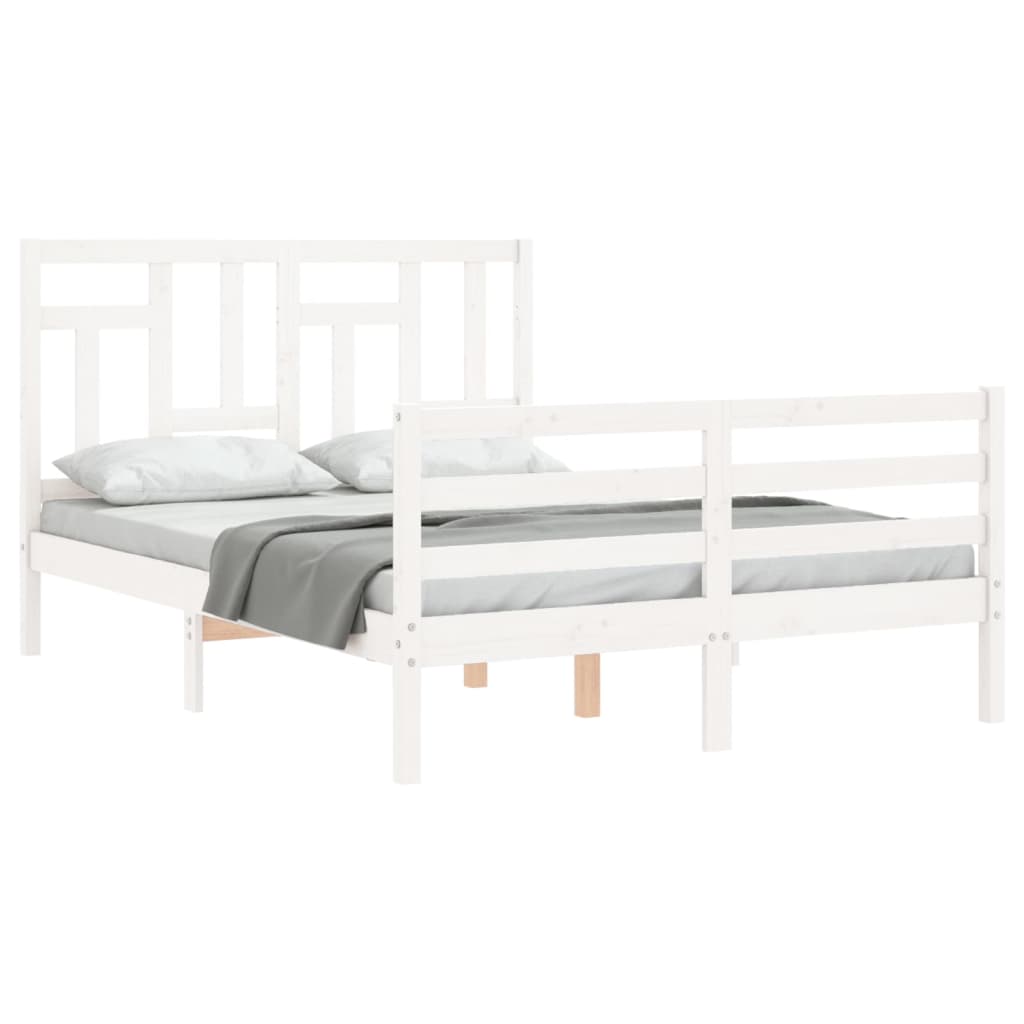 vidaXL Estructura de cama con cabecero madera maciza blanco 120x200 cm