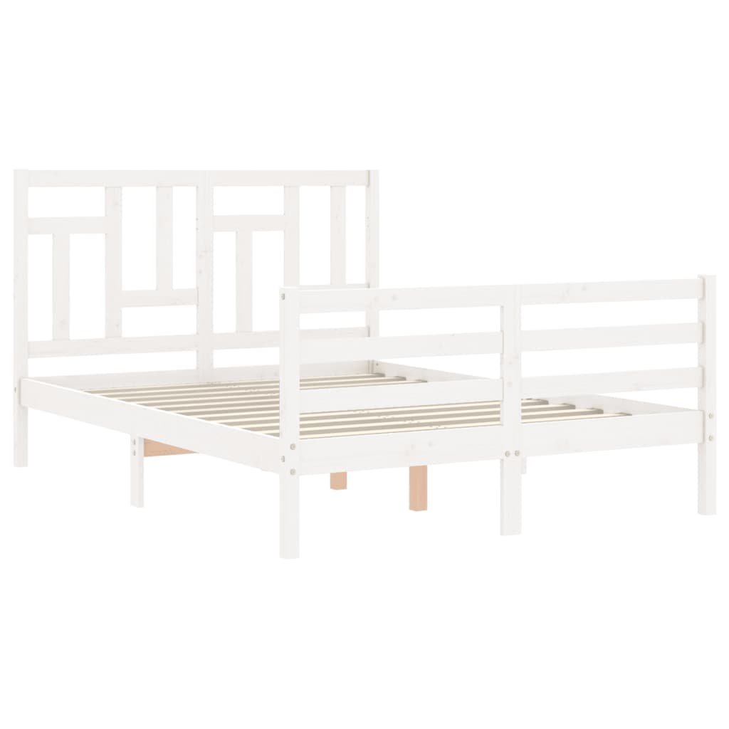 vidaXL Estructura de cama con cabecero madera maciza blanco 120x200 cm