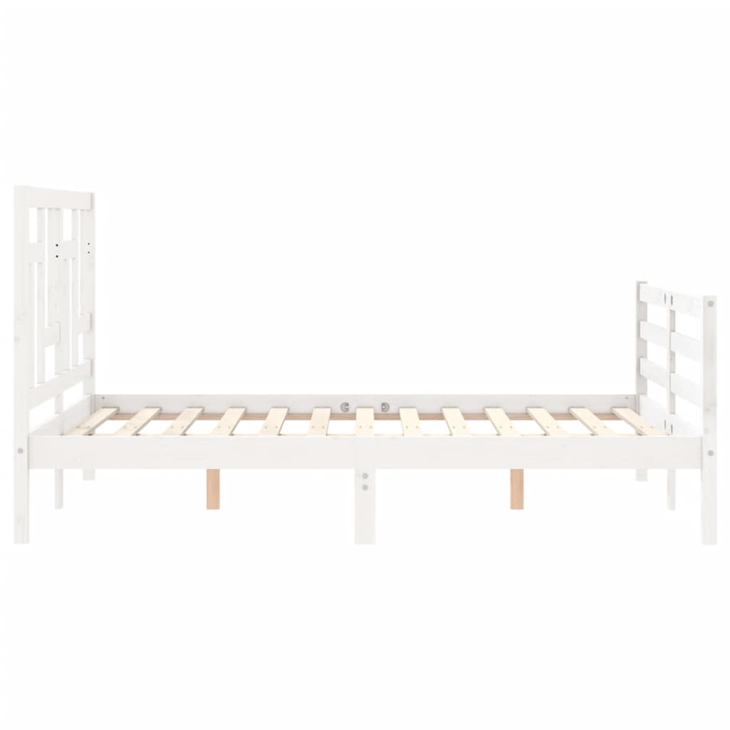 vidaXL Estructura de cama con cabecero madera maciza blanco 120x200 cm