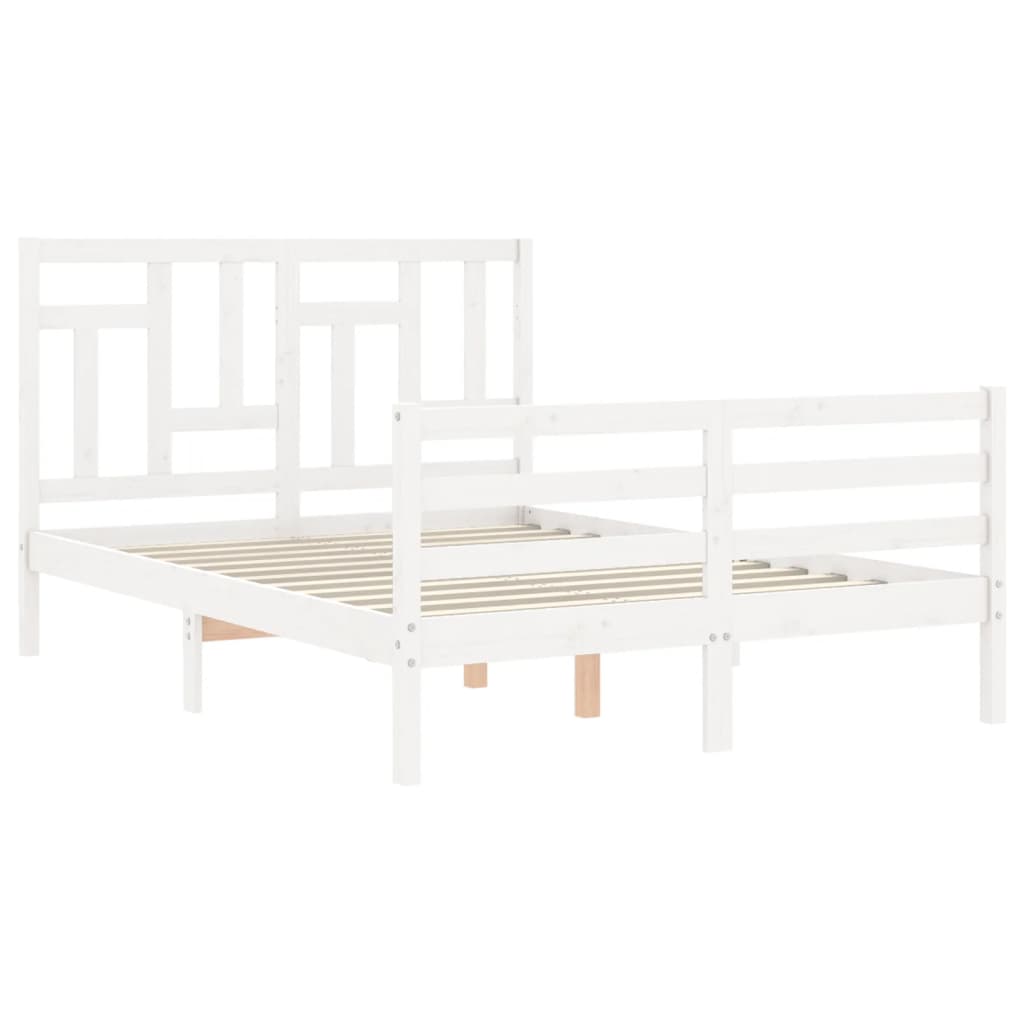 vidaXL Estructura de cama con cabecero madera maciza blanco 140x200 cm